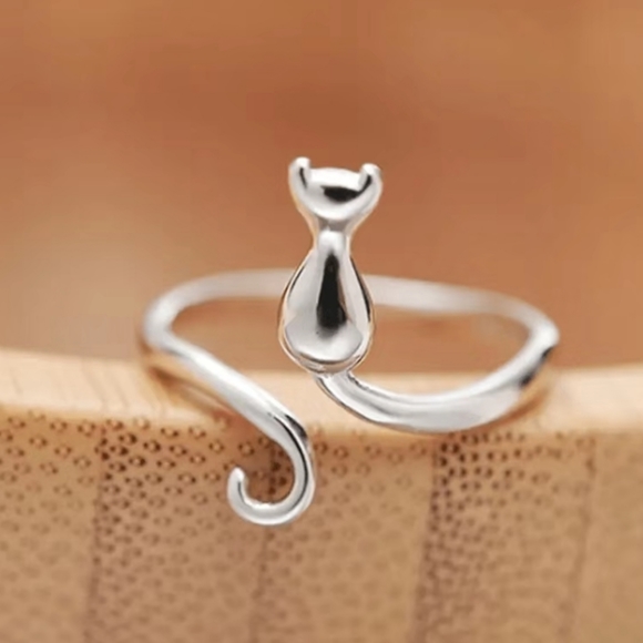 Silver Cat Ring adjustable - Picture 5 of 5